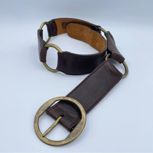 DKNY Vintage Leather Harness Belt Small Brown - Picture 1 of 16